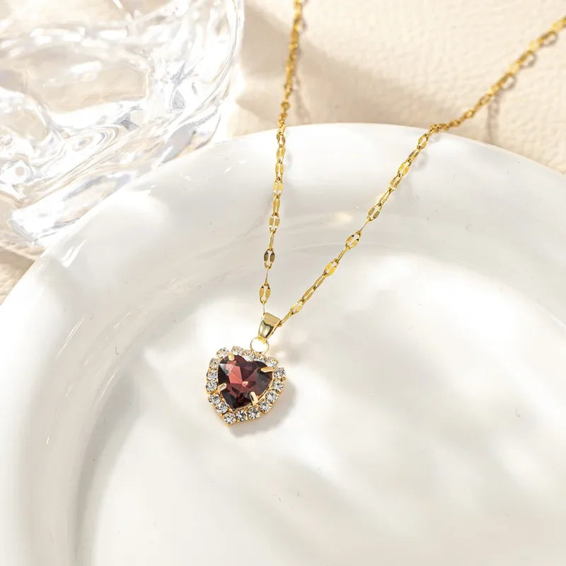 Month Based Heart Shape Zircon Necklace