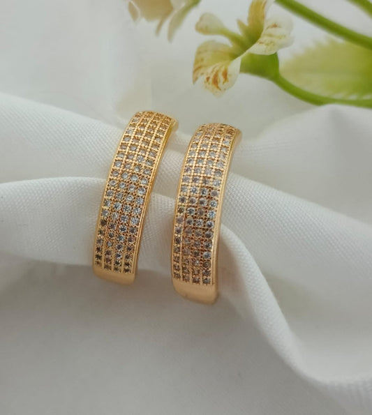 Pavé Grid Gold Hoop Earrings
