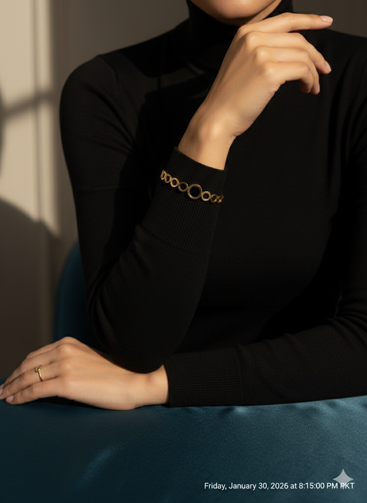 Geometric Gold & Onyx Bangle