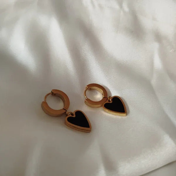 Black Heart Hoop Earring