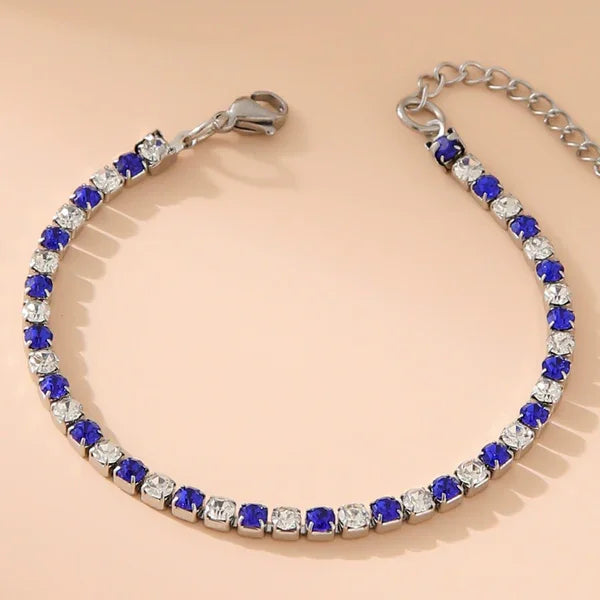 Tennis White Blue Bracelet
