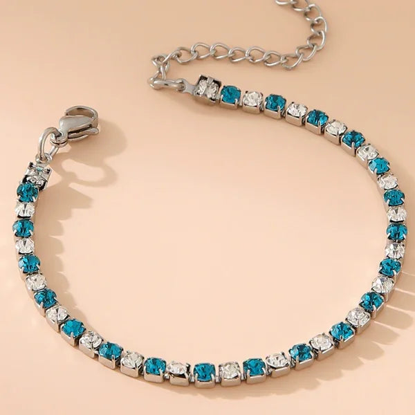 Tennis White Light Blue Bracelet