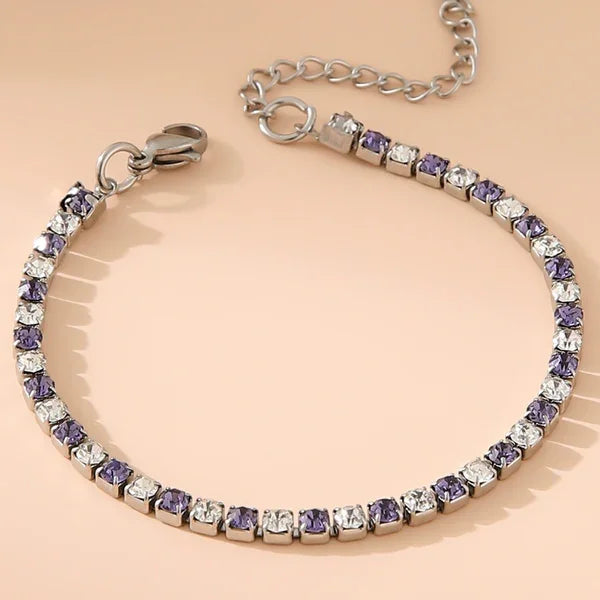 Tennis White Light Purple Bracelet