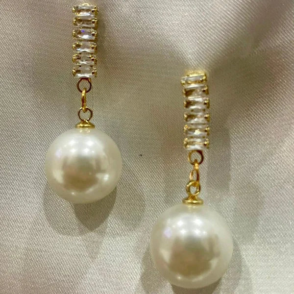 Tennis White Pearl Earrings