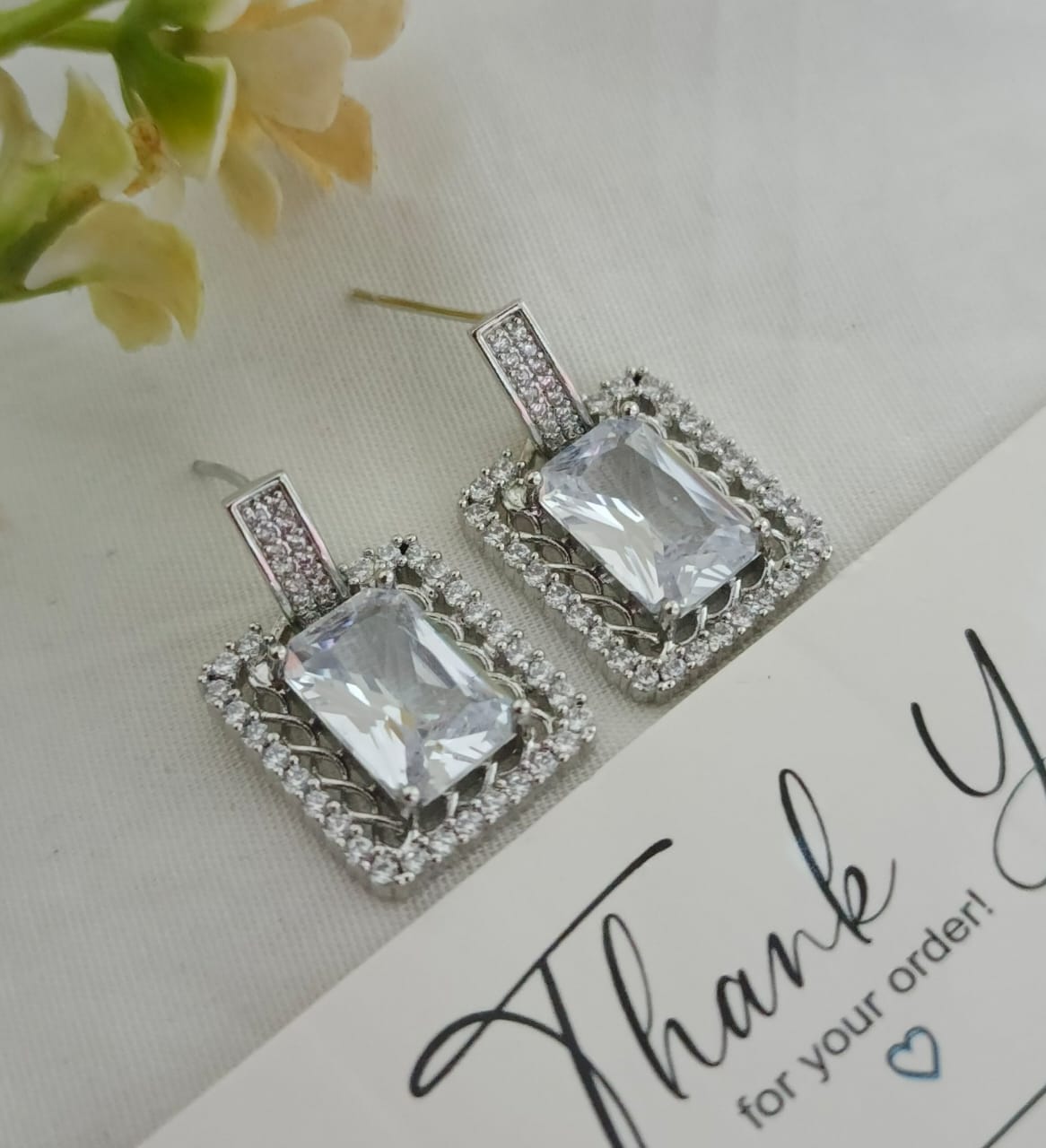 emerald-cut drop earrings