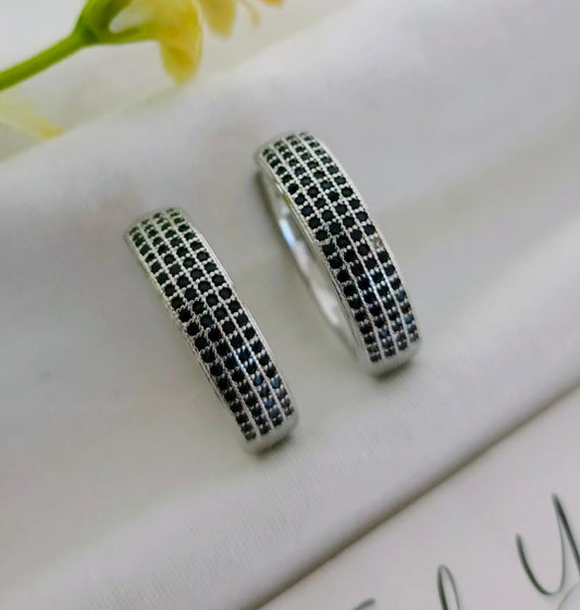 Pavé Grid Gold Hoop Earrings