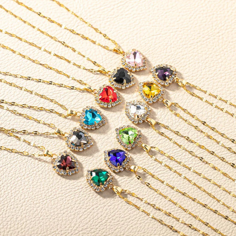 Month Based Heart Shape Zircon Necklace