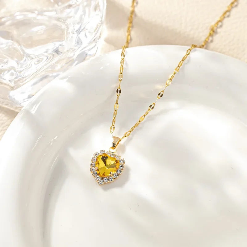 Month Based Heart Shape Zircon Necklace