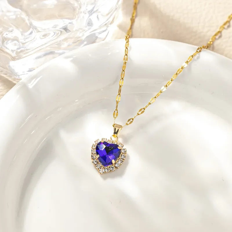 Month Based Heart Shape Zircon Necklace