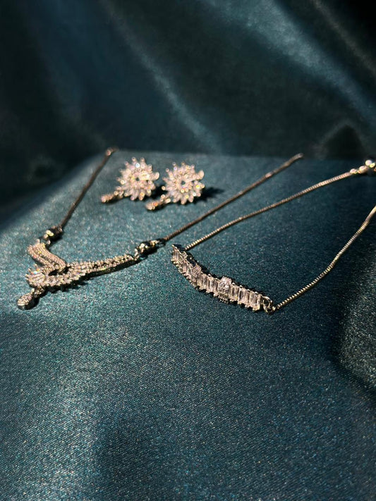 Sparkle Silver Crystal Jewelry set