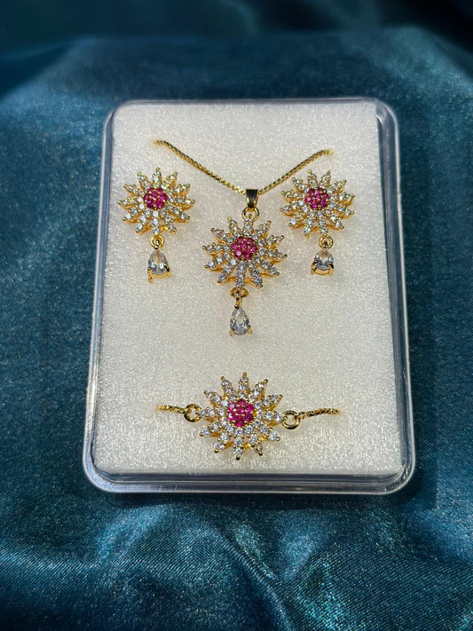 Bloom Gold & Ruby Crystal Jewelry