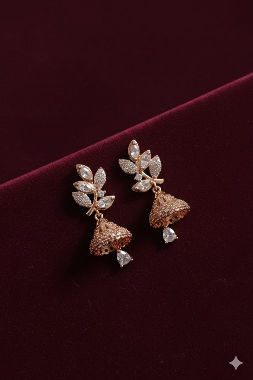 Crystal Leaf & Bell jumkas