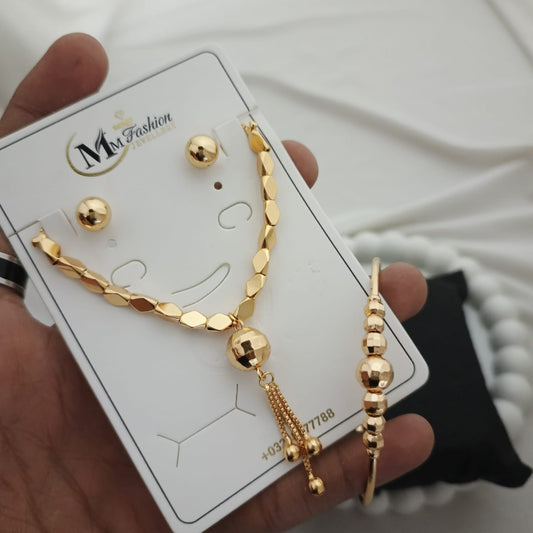 Gold Ball Jewelry Set with bangle hook