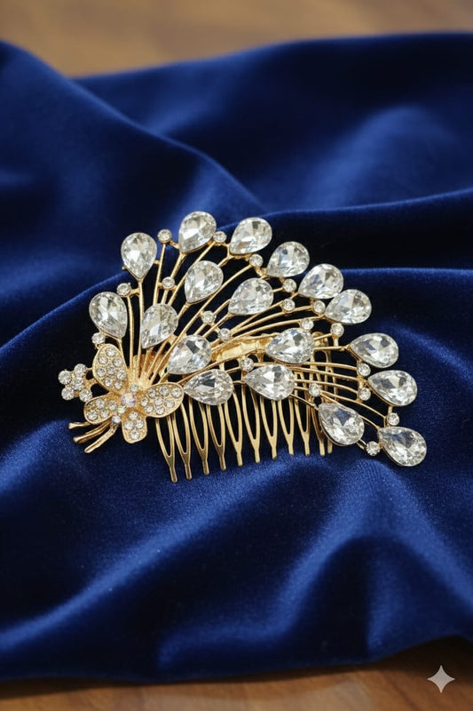 Peacock Crystal Hair Comb