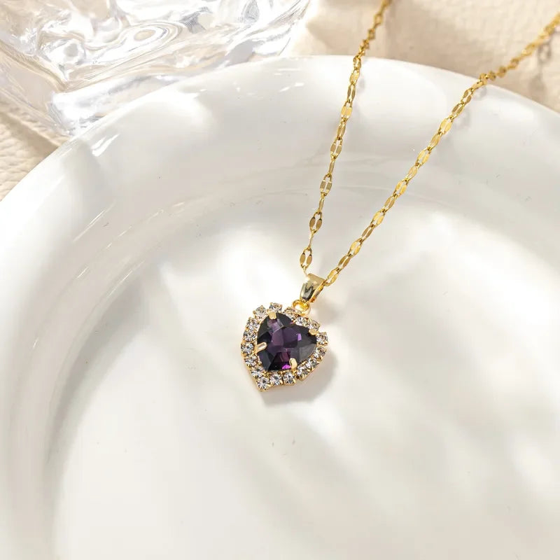 Month Based Heart Shape Zircon Necklace