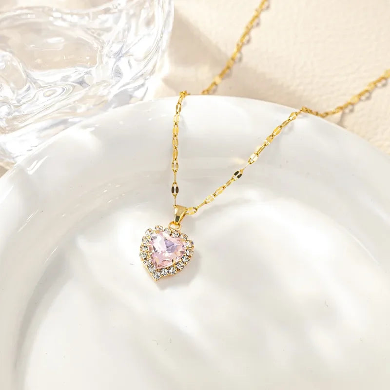 Month Based Heart Shape Zircon Necklace
