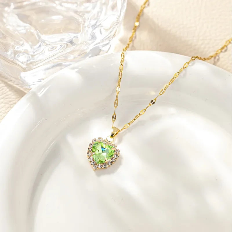 Month Based Heart Shape Zircon Necklace