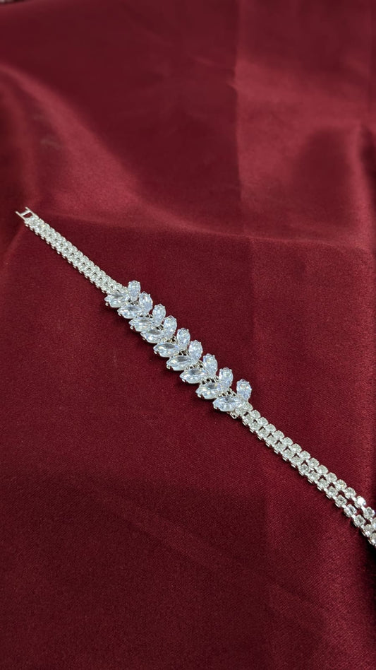 Gold & Silver Crystal Leaf Bracelet