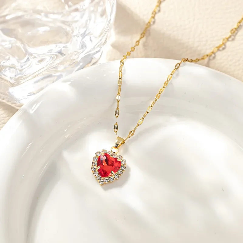 Month Based Heart Shape Zircon Necklace