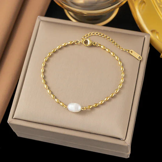 Pearl Bean Chain Bracelet