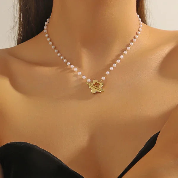 Pearl Plumeria Necklace