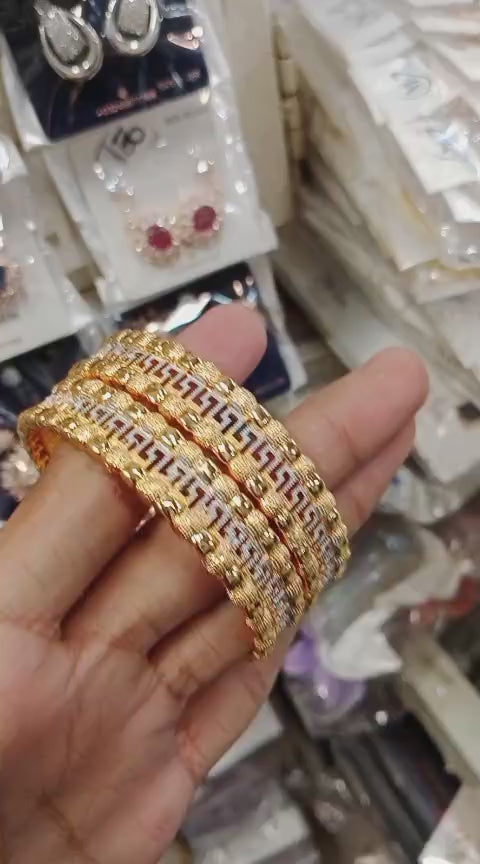 Golden Greek Key Textured Bangle Set