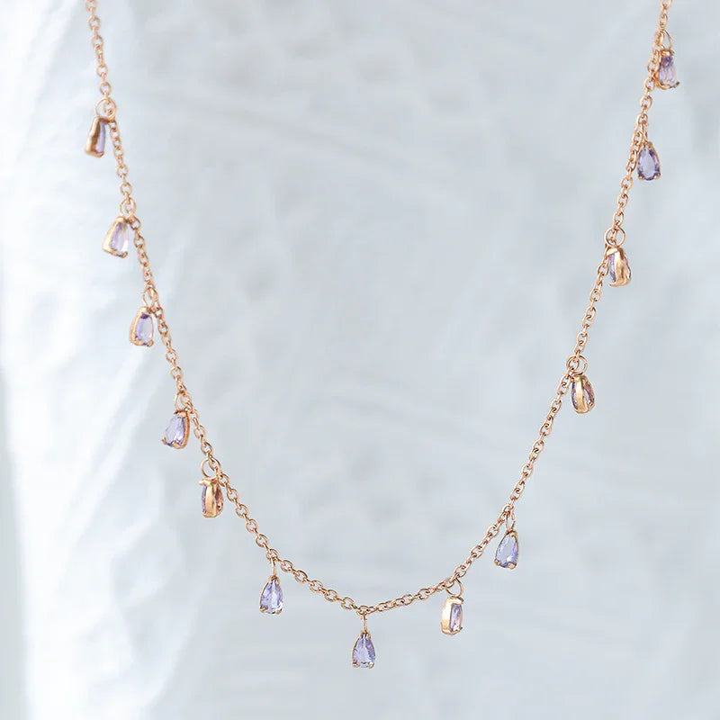 Purple Droplet Choker Necklace