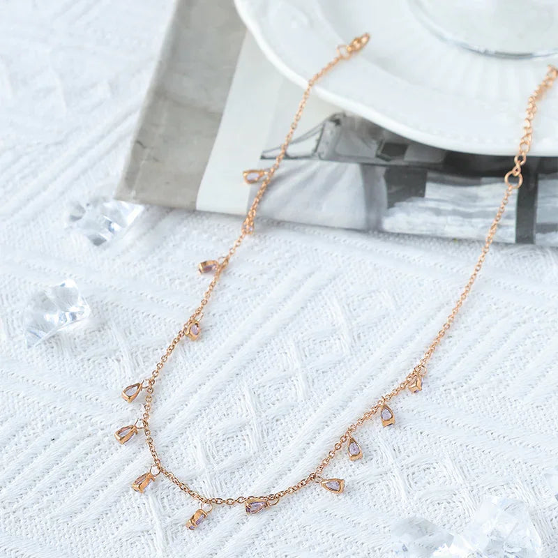 Purple Droplet Choker Necklace