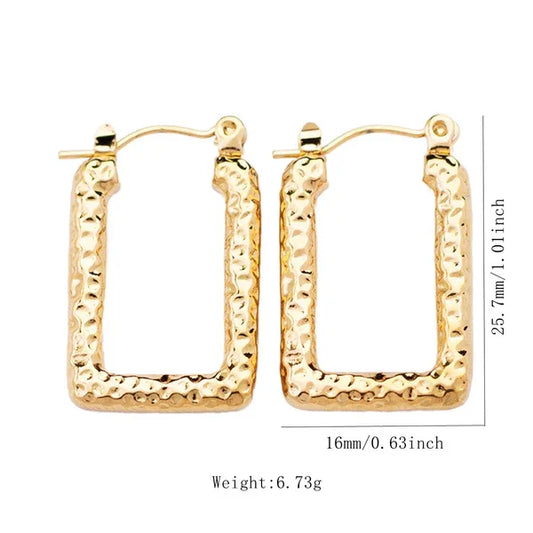 Rectangle Denting Earring