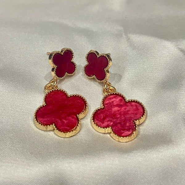 Red Clover Drop Earrings