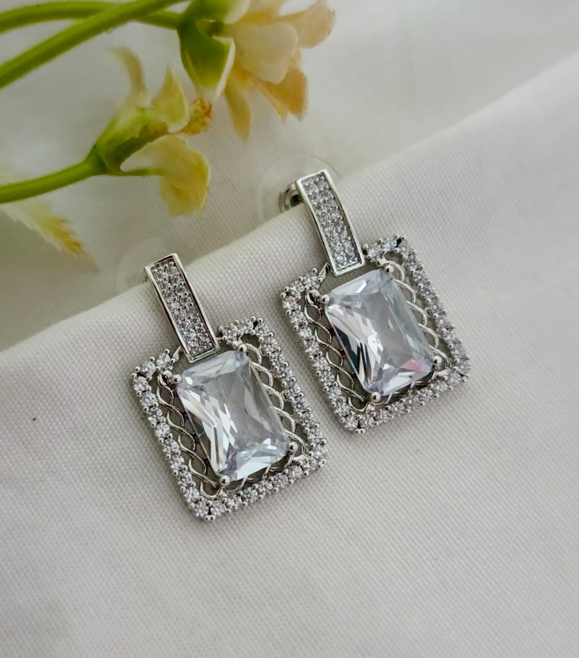 emerald-cut drop earrings