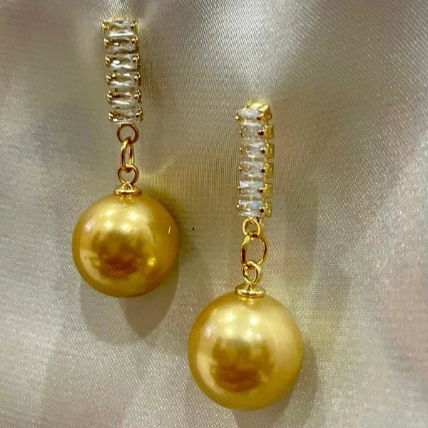 Tennis Golden Pearl Earrings