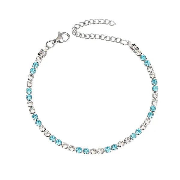Tennis White Sky Blue Bracelet